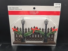 Tiny Treasures Brown FENCE & Black LAMPS Holiday Village Accessory