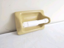 VTG Saffron Yellow Ceramic Toilet Paper Holder Bathroom Tile In Recessed MCM USA