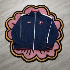Ralph Lauren Polo Sport Graphic Logo Full Zip Track Jacket Size Large Navy Red