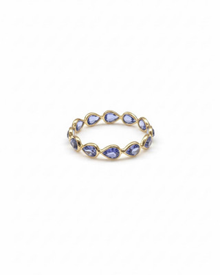 Natural Tanzanite Pear Eternity Ring 10K 14K Gold Stackable Band
