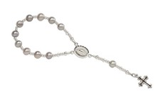 Sterling Silver Gray Baby Rosary Baptism Gift