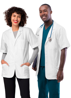 Adar Men Doctor Nurse Uniform Lapel Collar Short Sleeve Consultation Coat