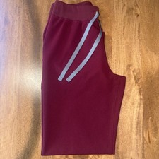 FIGS Livingston High-Rise Straight-Leg Pants Maroon Women's Small XS Petite