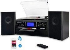 , Giradischi Bluetooth, per CD, Cassette, Radio AM/FM E Ingresso AUX, Porta USB 