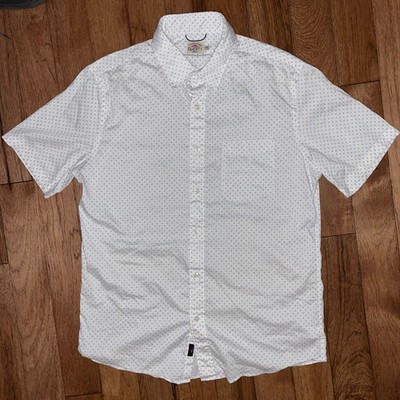 Faherty Movement Shirt Men M White Blue Sunburst Stretch Coastal Button Up