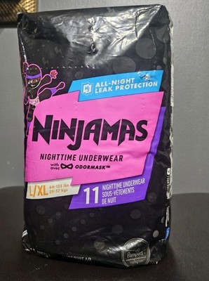 Ninjamas Underwear Bedwetting Disposable Underwear Nighttime Size Large/XL -New 