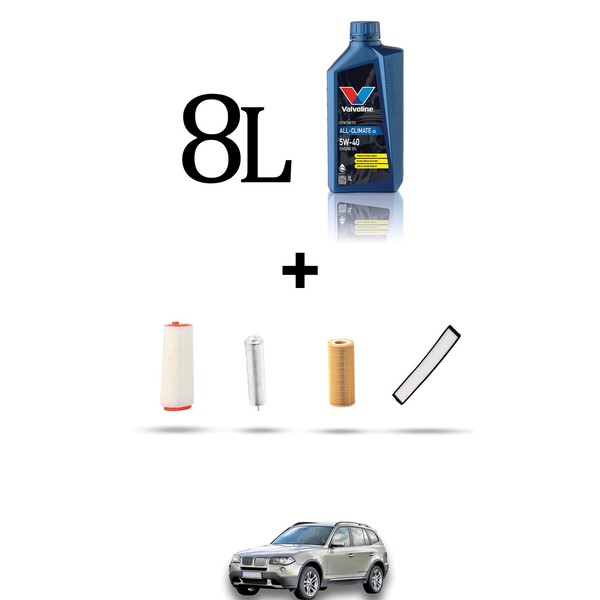 Hoffcar Wartungsset 4 Filter Und 8L ÖL FüR Bmw X3 (E83) 3.0D 160KW Von 2005 Bis-image