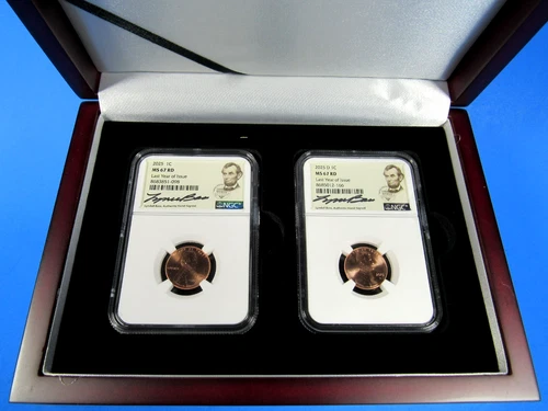 2025 P & D, Last Year of Issue, Lincoln Cents NGC MS 67  Signed by Lyndall Bass