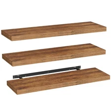 Floating Shelves for Wall, 1.5" Thick Wall Shelf Set of 3 with Invisible Brac...
