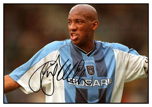 12487. Dion Dublin Signed Pictures (A4 Prints) Villa Coventry Man U Norwich etc.
