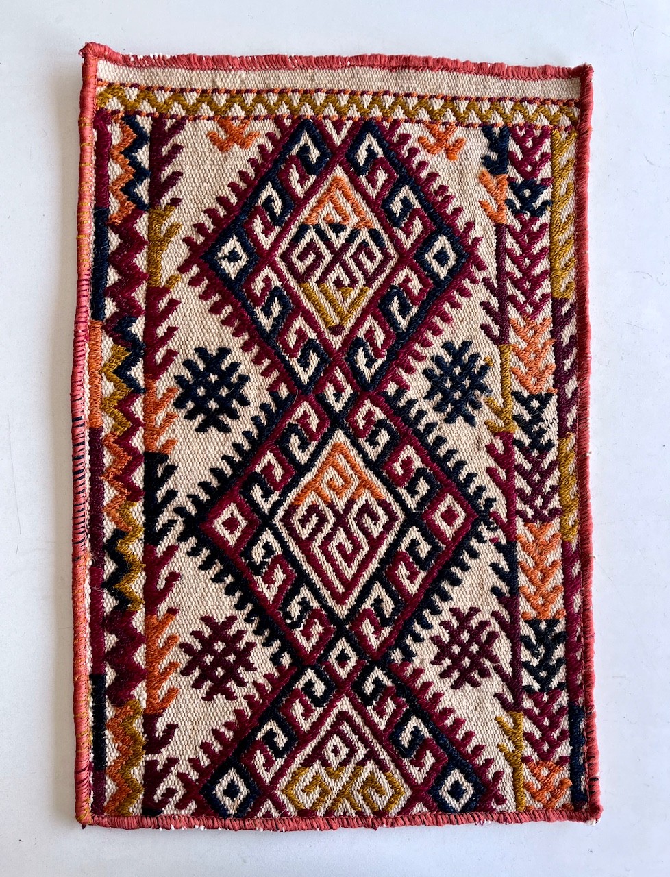 Vintage Turkish Kilim Rug Fragment ⎮ Handwoven Wool Tribal Boho Craft Textile