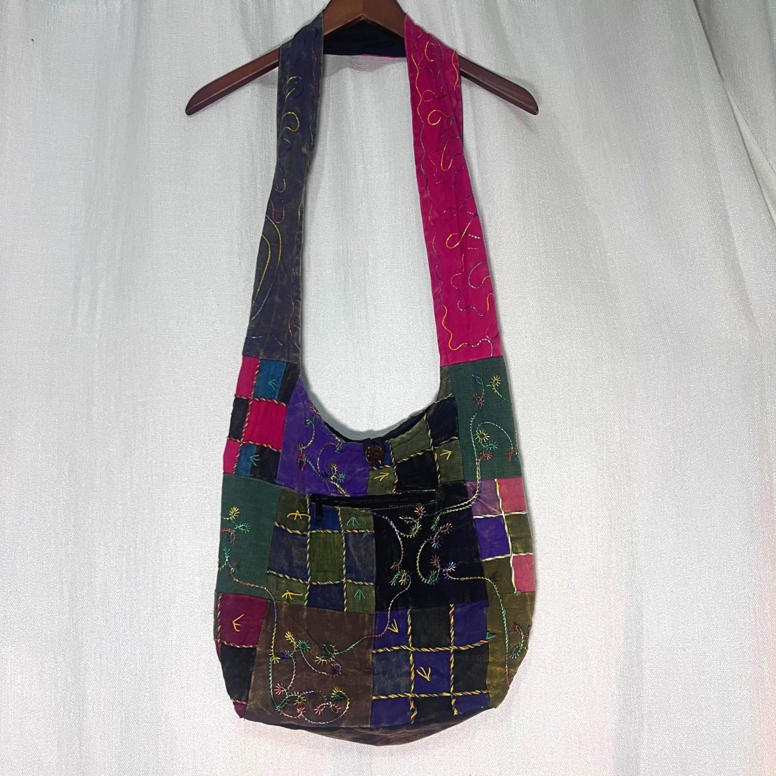 Rising International Patchwork Hobo Boho Bag Colo… - image 15