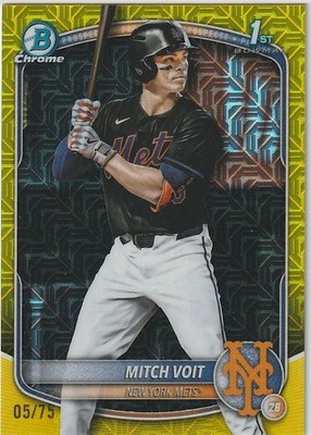 2025 Bowman Draft Chrome Mega Mitch Voit 1st Yellow Refractor #/75 New York Mets