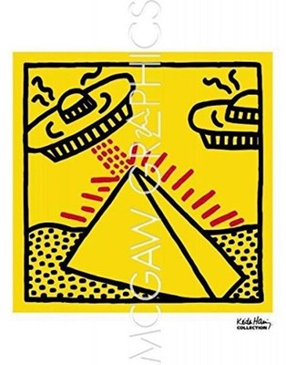 Untitled 1984 Pyramid With UFOs, Keith Haring, Wall Decor Art Print 14'' x 11''