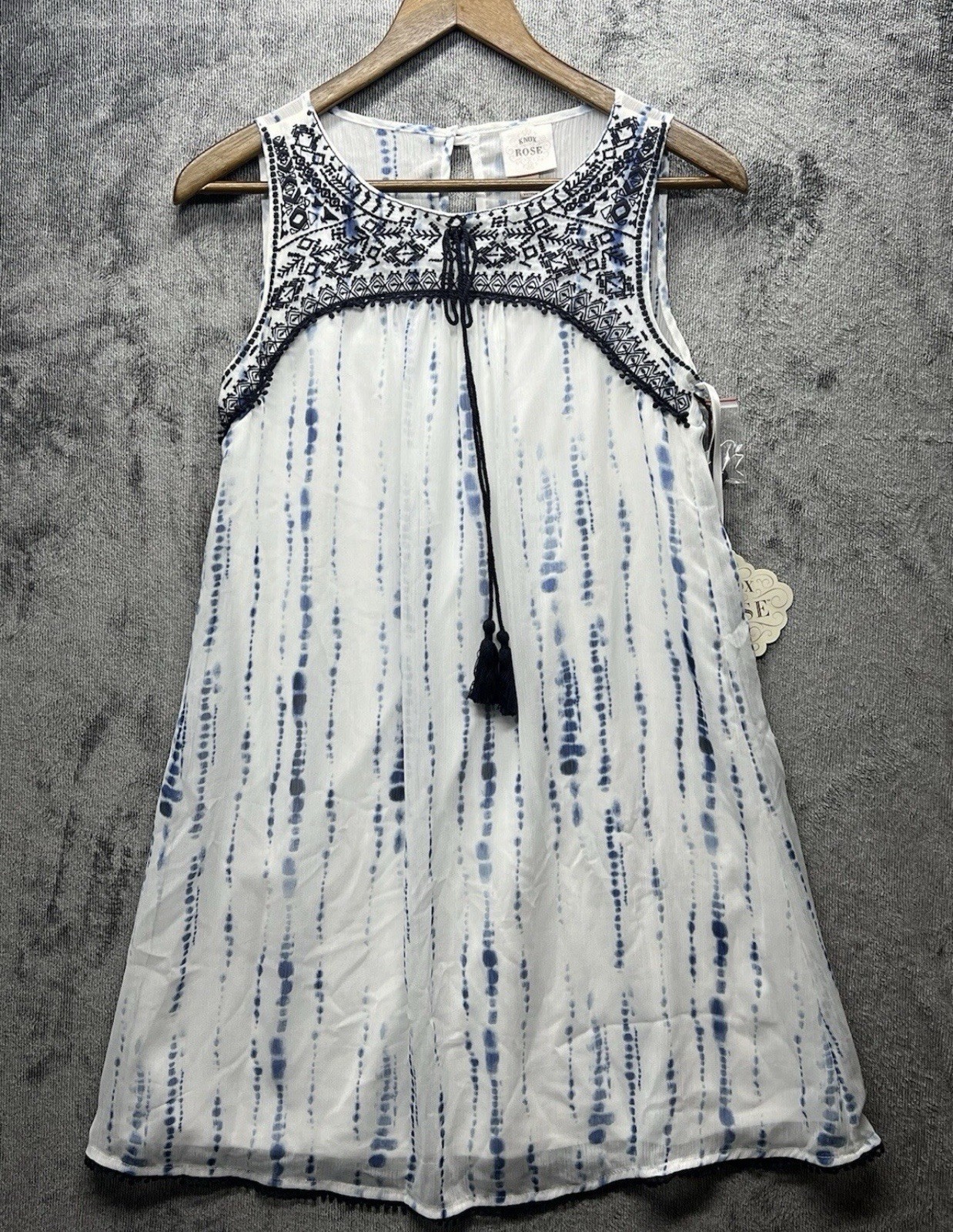 Knox Rose Midi Dress Womens Size XS Blue Tie Dye Sleeveless Embroidered