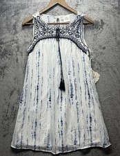 Knox Rose Midi Dress Womens Size XS Blue Tie Dye Sleeveless Embroidered