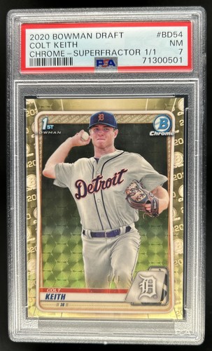 2020 Bowman Draft Colt Keith Chrome Refractor Superfractor 1st #1/1 Tigers PSA 7