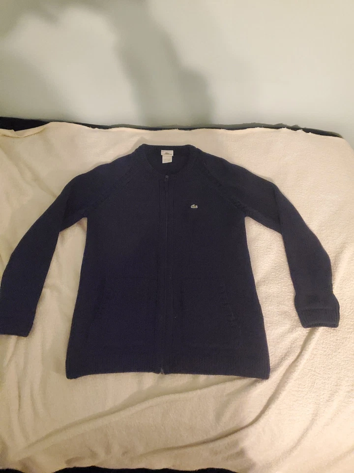 Suéter negro manga larga cremallera completa grande (44) Lacoste para mujer Foto 3 de 4