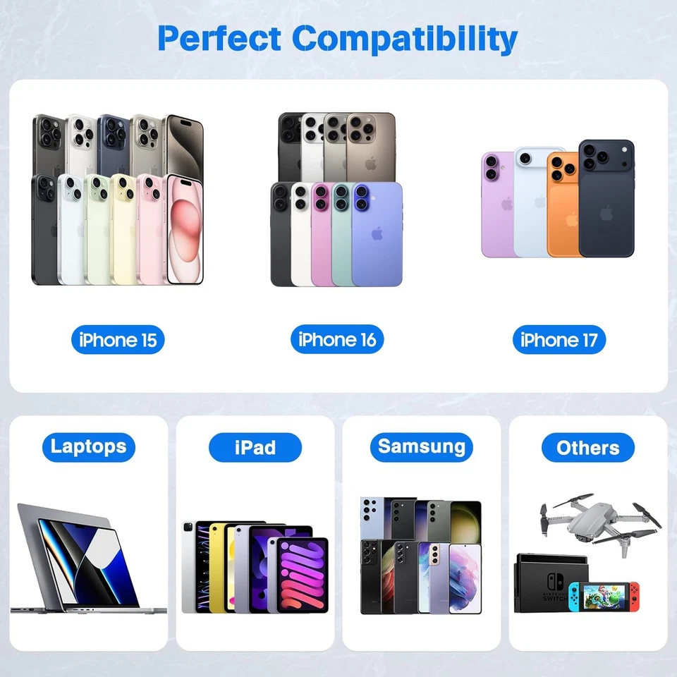 iPhone 15 16 17 Air Pro Max USB-C to C Cable PD Fast Charger Type C Cord 60W lot - Image 3 of 4