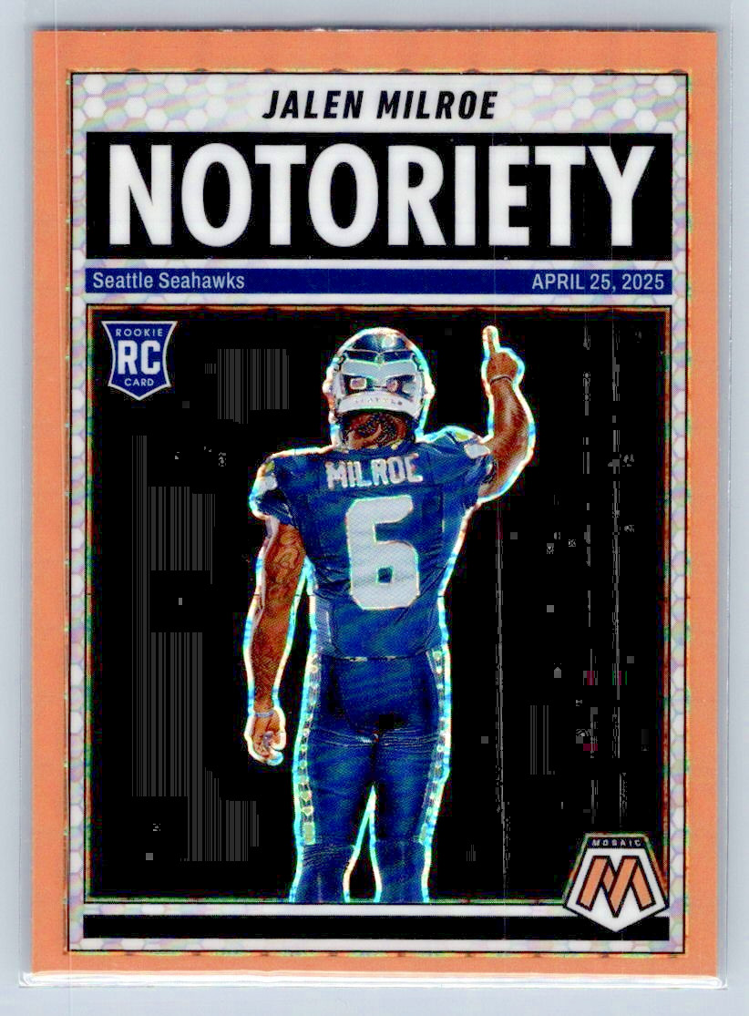 2025 Mosaic - Jalen Milroe - FLUORESCENT ORANGE - Notoriety - Seahawks - #15