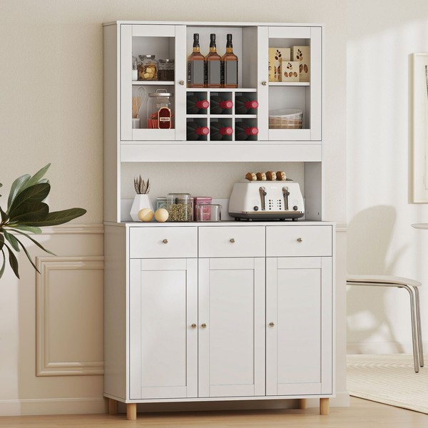 Homcom KüChenschrank, Buffetschrank Mit Verstellbaren Regalen, Schublade-image