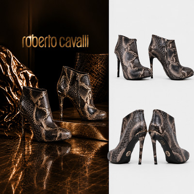 Roberto Cavalli Python Hidden Platform Ankle boots. Size 37.5