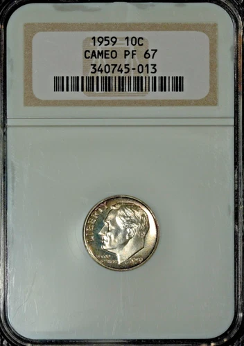1959 Roosevelt dime, NGC Cameo Proof 67, Light Toning