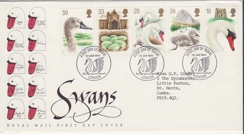 GB Stamps First Day Cover 600th Anniversary Abbotsbury Swannery LONDON PM 1993