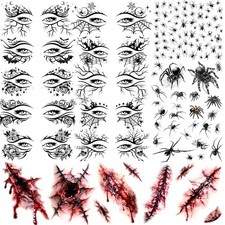 20 Sheets Halloween Tattoos Eye Shadow Eyelid Eyeliner Face Temporary Tattoo ...