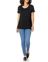 Swing-T-Shirt Damen Schwarz U-Ausschnitt Kurzarm GrößE S Amazon Essentials