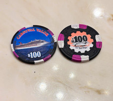 Carnival Valor The Fun Ships 2  $100 Casino wet chips. 