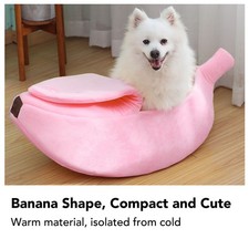Banana Shape Pet Bed Removable Washable Semi Closed Winter Warm Pet House