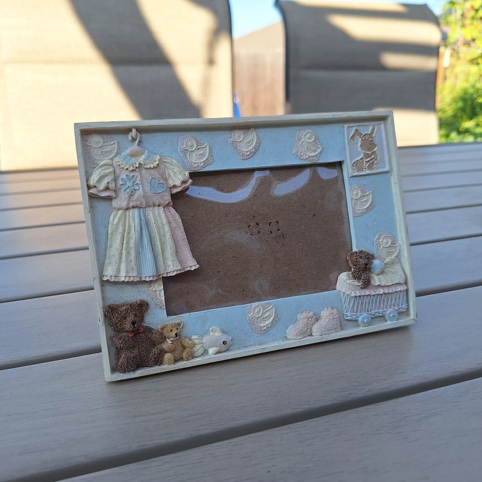Marco de fotos de bebé 7x5 resina oso de peluche decoración de guardería se adapta a fotos de 4x6 de colección Foto 2 de 4