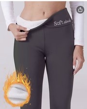 Grey Elegant Thermal Winter/Autum Leggings With Fleece Lining