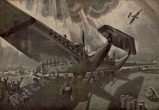 👉🖼️Vintage Grafik 1927 Riesenflugzeug J1000 Luftfahrt Jupp Olbertz Original🖼️