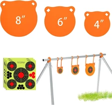 Steel Target Combo Set, 3/8" Outdoor Hanging Gong with 10 Pcs Paper Targets