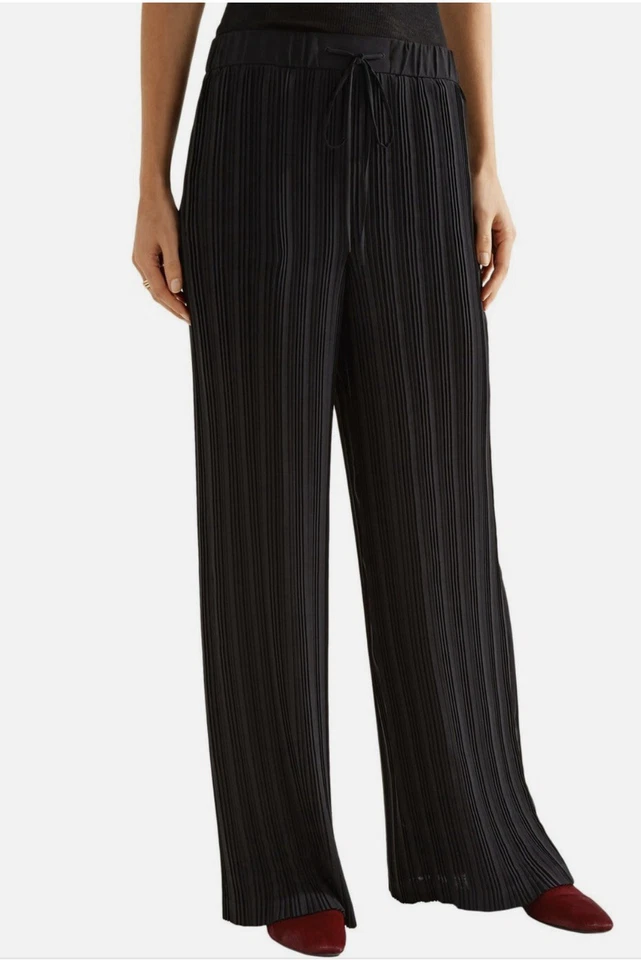 Nuevo con etiquetas Pantalón Theory Tralpin Plisado Pull On Negro Poli Drape Talla 4 G0705211 $355 Foto 2 de 4