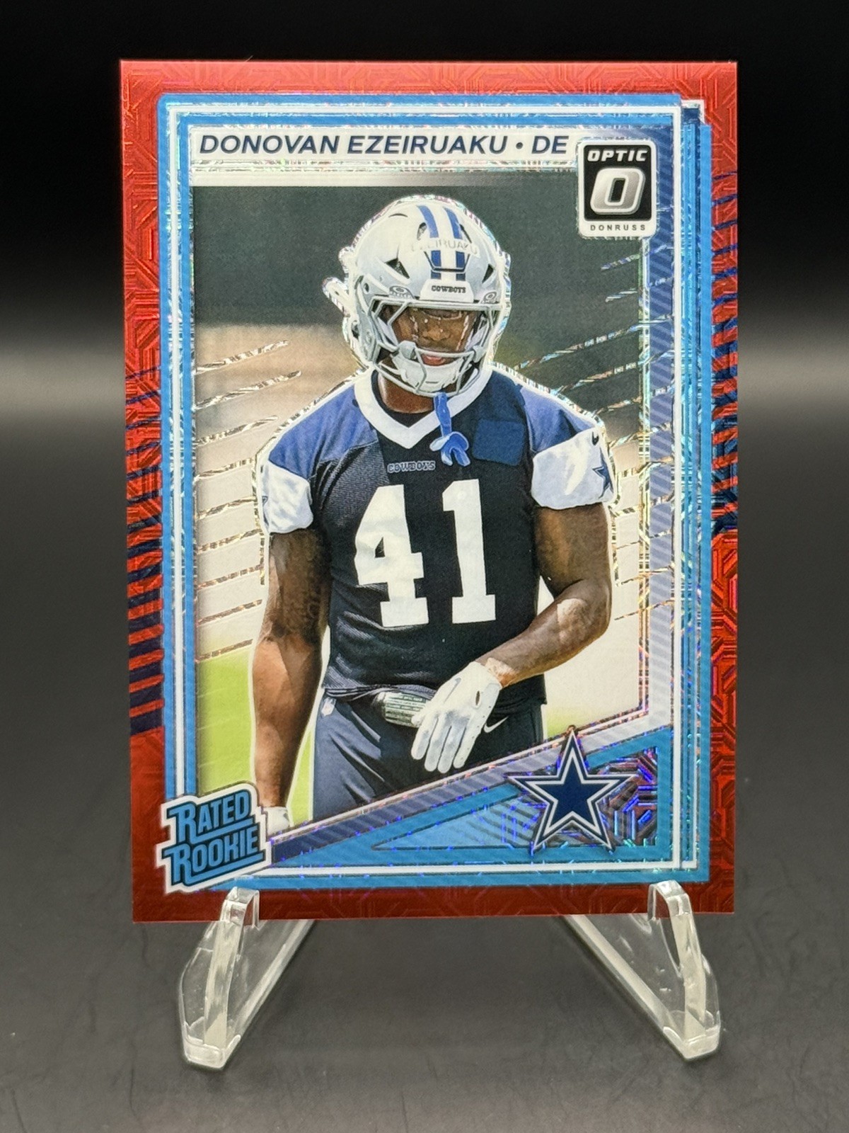 2025 Donruss Optic Donovan Ezeiruaku #230 Red Mojo Rated Rookie Cowboys