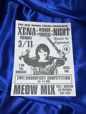 ULTRA RARE Vintage New York Lesbian Club "Meow Mix" Xena Promotional Flyer #1