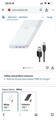 VRURC External Battery 30000mAh USB C Power Bank High Capacity Fast Charging