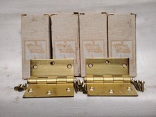 4 pairs of National 512 Dull Brass Hinges NOS With Hardware total of 8 hinges