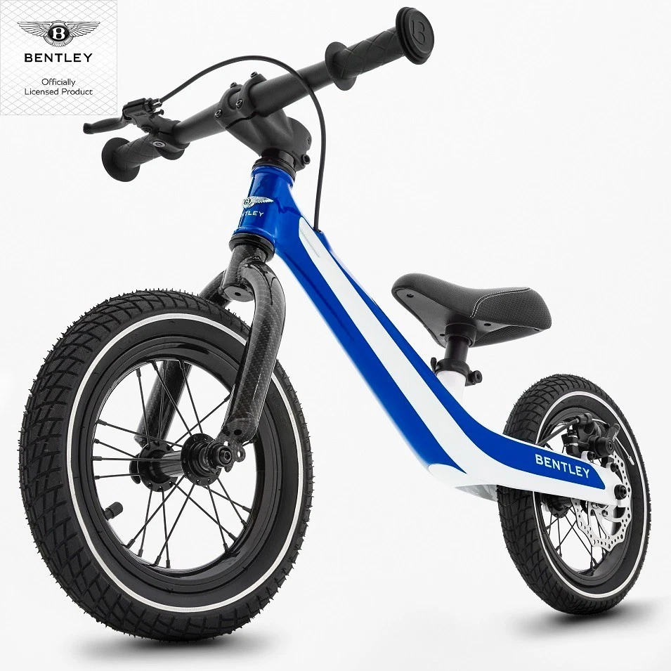 BENTLEY Balance Bike bi-color blue white Original Laufrad mit Bremse Ledersattel