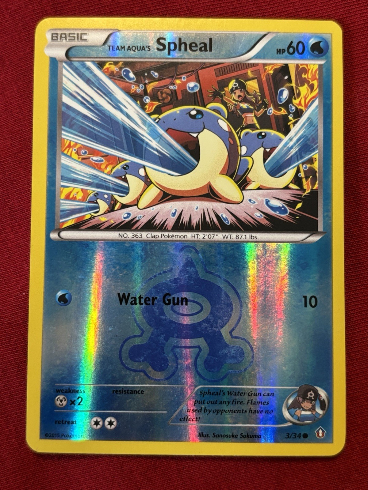 Pokemon TCG Card 2015 Double Crisis - Team Aqua's Spheal 3/34 Reverse Holo NM
