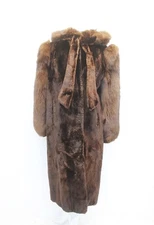 MINT BROWN ARCTIC BEAVER & FOX FUR COAT JACKET WOMEN WOMAN SIZE 4-6 SMALL W/HOOD