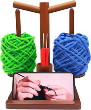 Yarn Holder for Crocheting and Knitting, Wooden Magnetic Rotating Yarn Spinner w