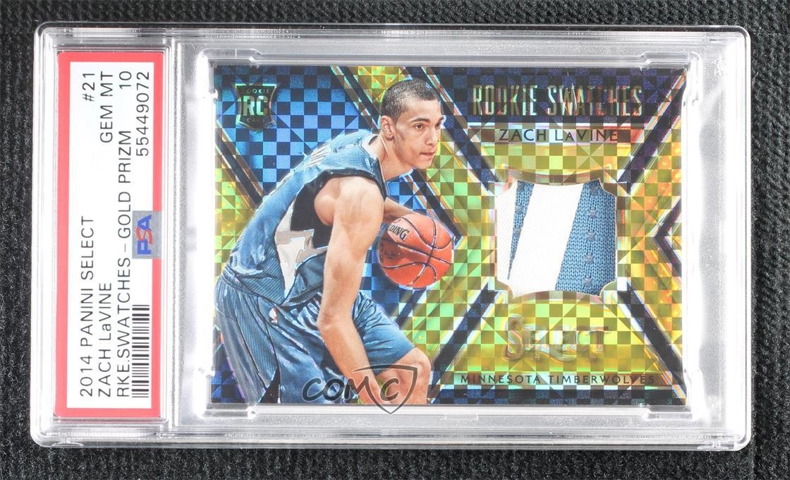 2014-15 Select Rookie Swatches Gold Prizm 3/10 Zach LaVine PSA 10 GEM MT RC 0bk3