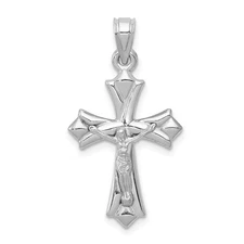 14K White Gold Reversible Crucifix Pendant Perfect Gift for Her