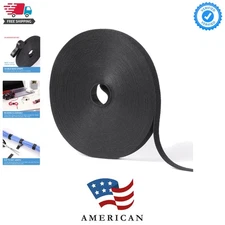 1/2in x 100ft Hook and Loop Tape - Double-Sided, Self-Gripping Strips, Black