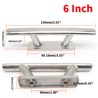 2Pcs 316 Stainless Steel 6 Inch Boat Mooring Cleat Marine Ship Deck Rope Tie