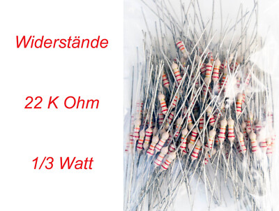 Resistors, 22 kΩ (22 Kilo-Ohm), 1/3 Watt, 50 Count - NEW!